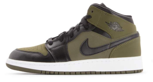 Air Jordan 1 Mid BG Olive Canvas Junior 554725 301