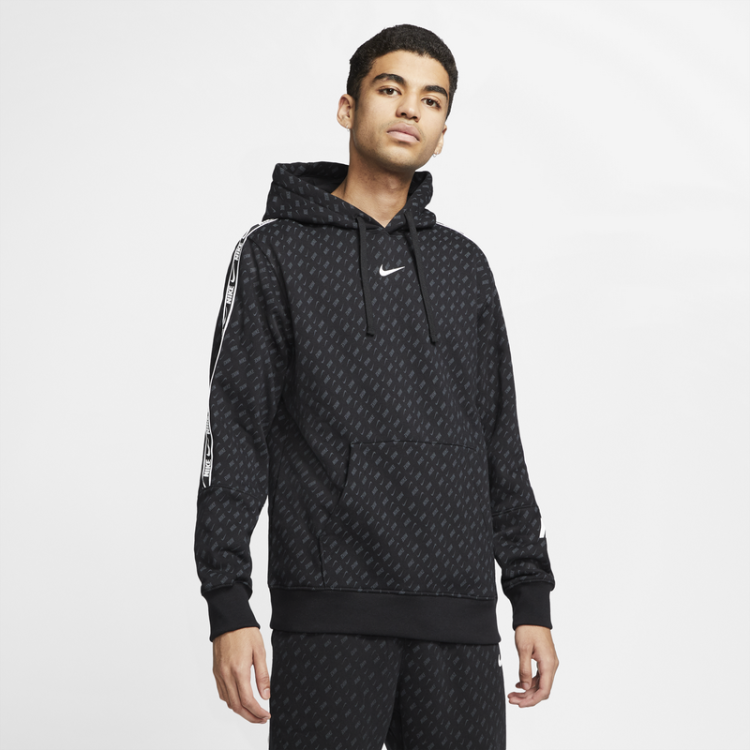 bluza Nike NSW REPEAT FLEECE PO HOOD PRNT CZARNA DD3774-010