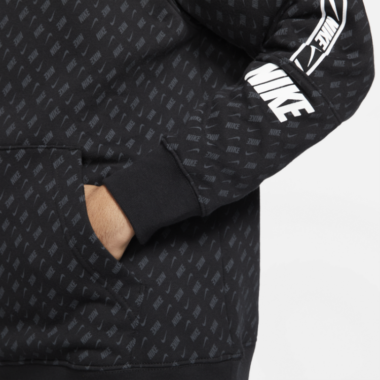 bluza Nike NSW REPEAT FLEECE PO HOOD PRNT CZARNA DD3774-010